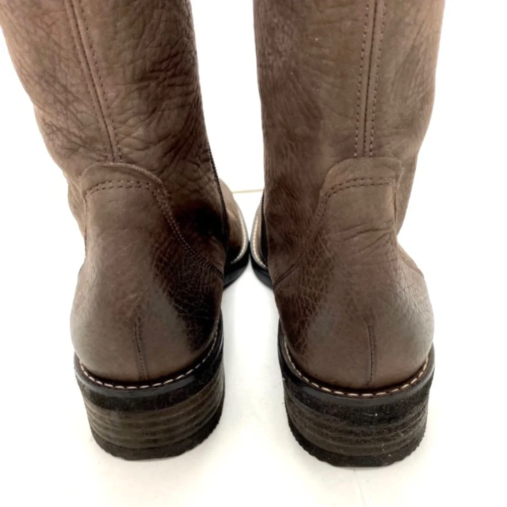 Paul Green Andy High Shaft Knees High Riding Boot in Brown Nubuck Leather